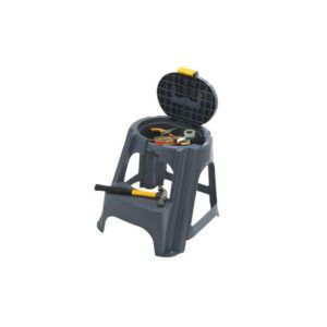 Escalerilla Plástica 2 Pasos Con Tapa Organizadora Rimax -Gris