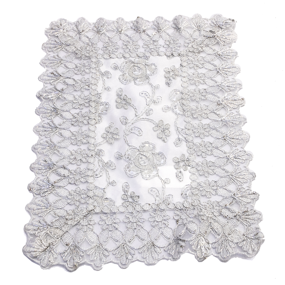 Carpeta De Encaje 40x35Cm  -Plateado