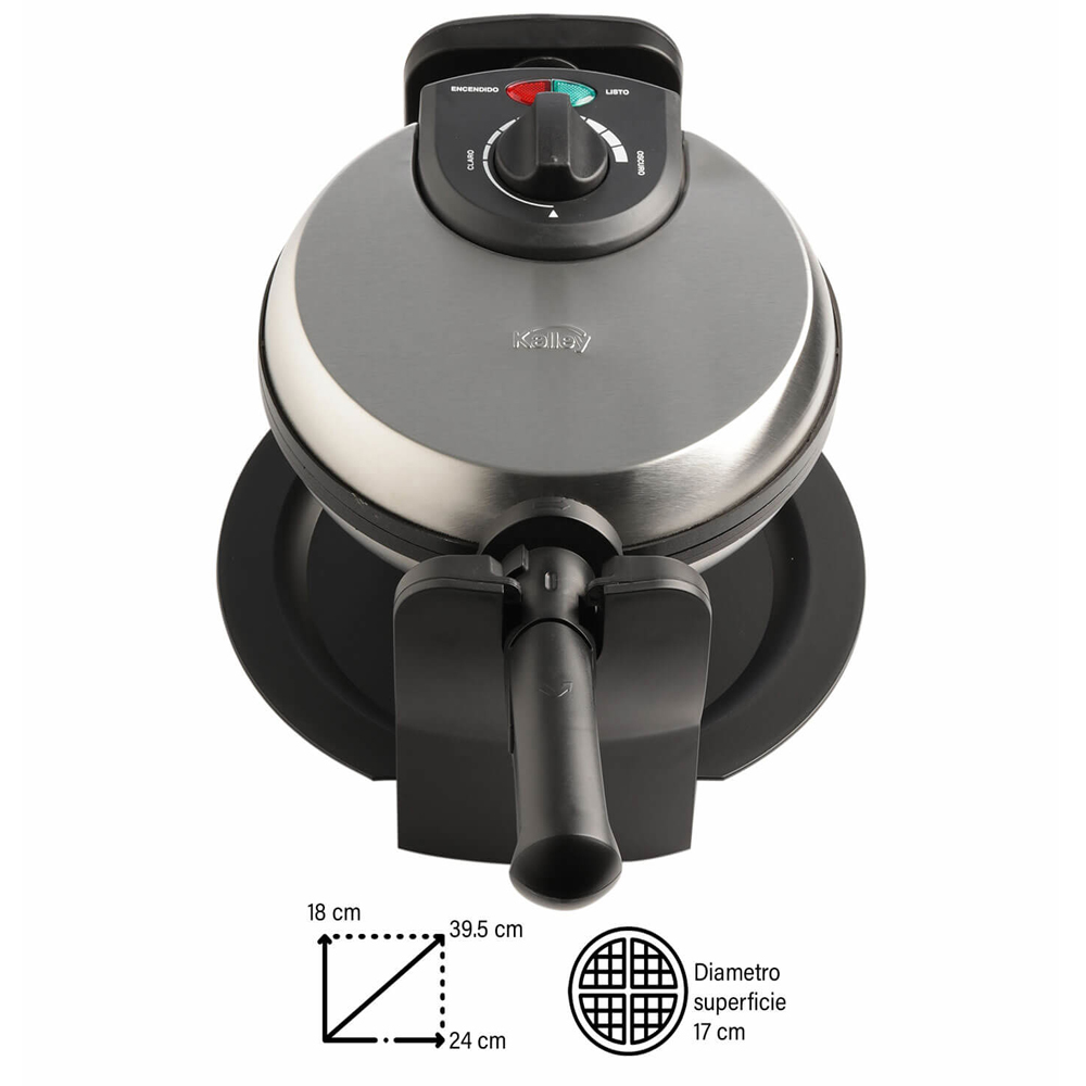 Waflera Giratoria 1000 W Acero Inox